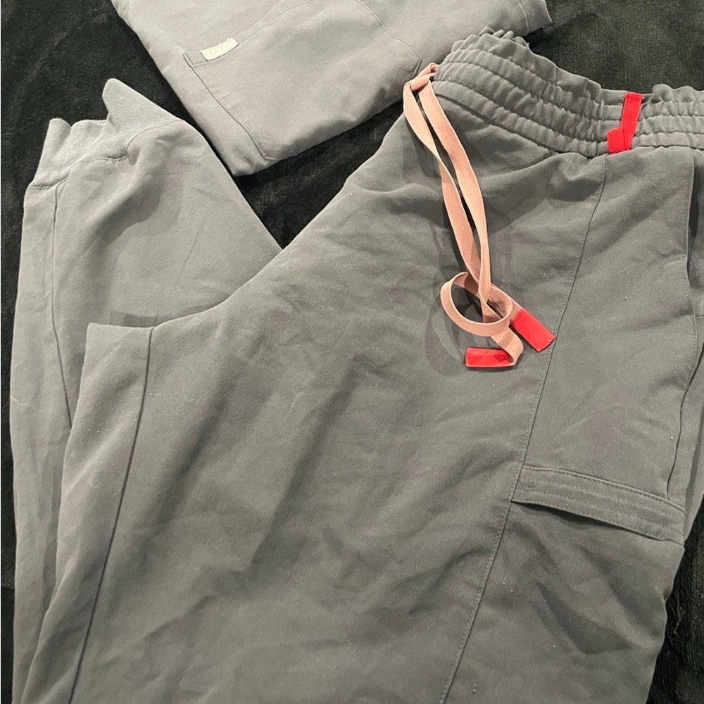 Figs Gray Track Pants with Elastic Waistband